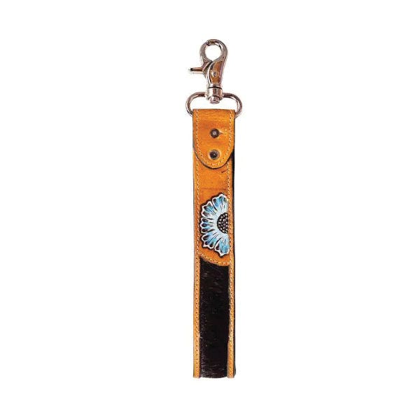 Myra Bag Far and Wide Key Fob, Hair-On Leather/Metal Case, Multi-Color