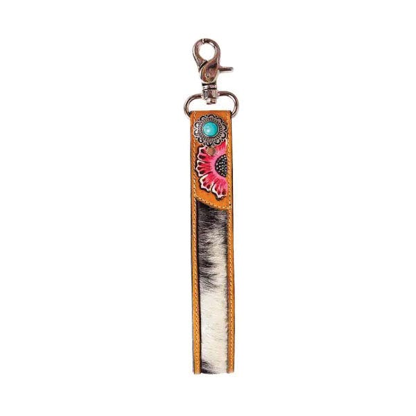 Myra Bag Far and Wide Key Fob, Hair-On Leather/Metal Case, Multi-Color