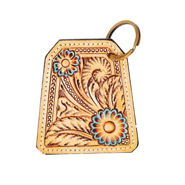 Myra Bag Sunrise Key Fob, Blossoms, Leather Case
