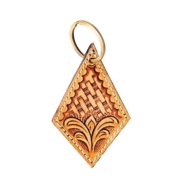 Myra Bag Diamond Trail Key Fob, Scrollwork, Leather Case