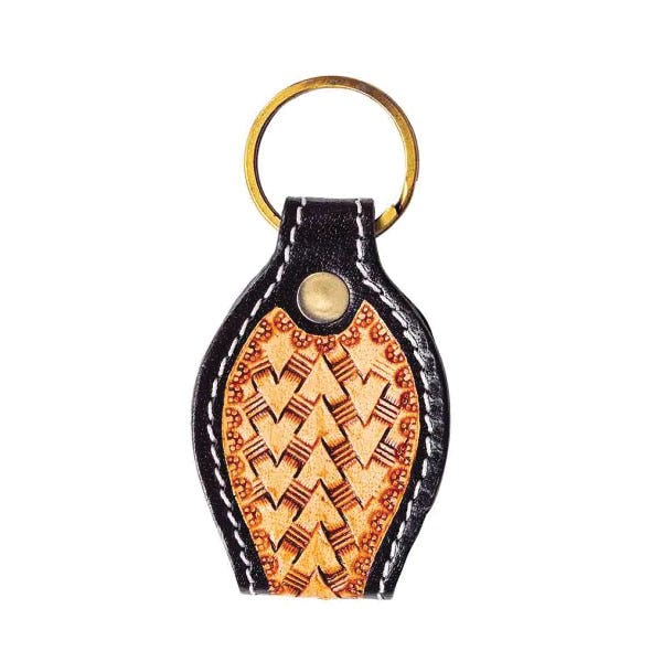 Myra Bag Key Fob, Pines Scrollwork, Leather Case, Ebony