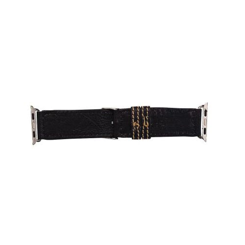 Myra Bag Fox Trail Series Watch Band, Leather/Metal, Dark Chocolate Brown/Golden Honey/Turquoise, 7 in L, 40 mm W