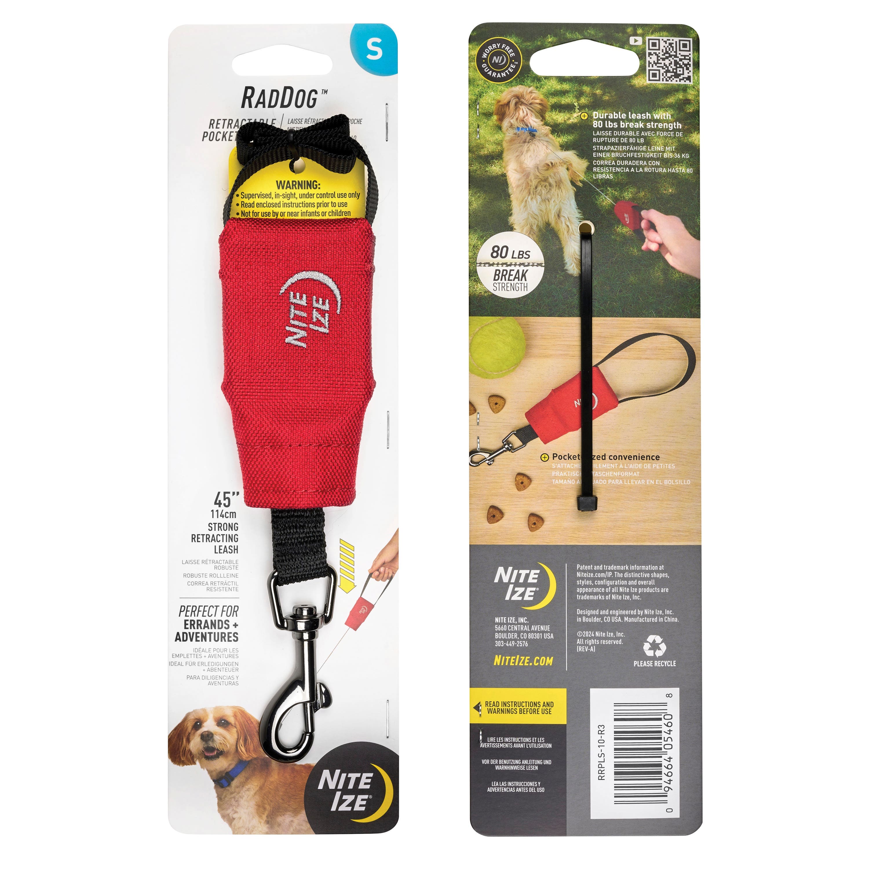 Nite Ize RadDog Series RRPLS-10-R3 Retractable Pocket Leash, 45 in L, S