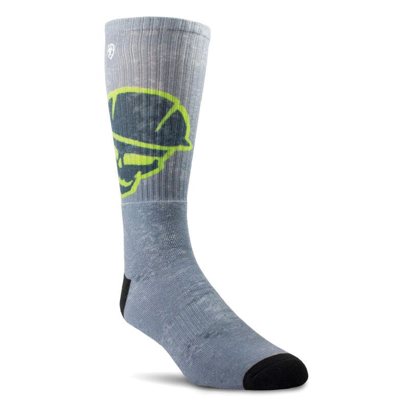 Ariat Men's Socks, Roughneck Grey/Green, Large