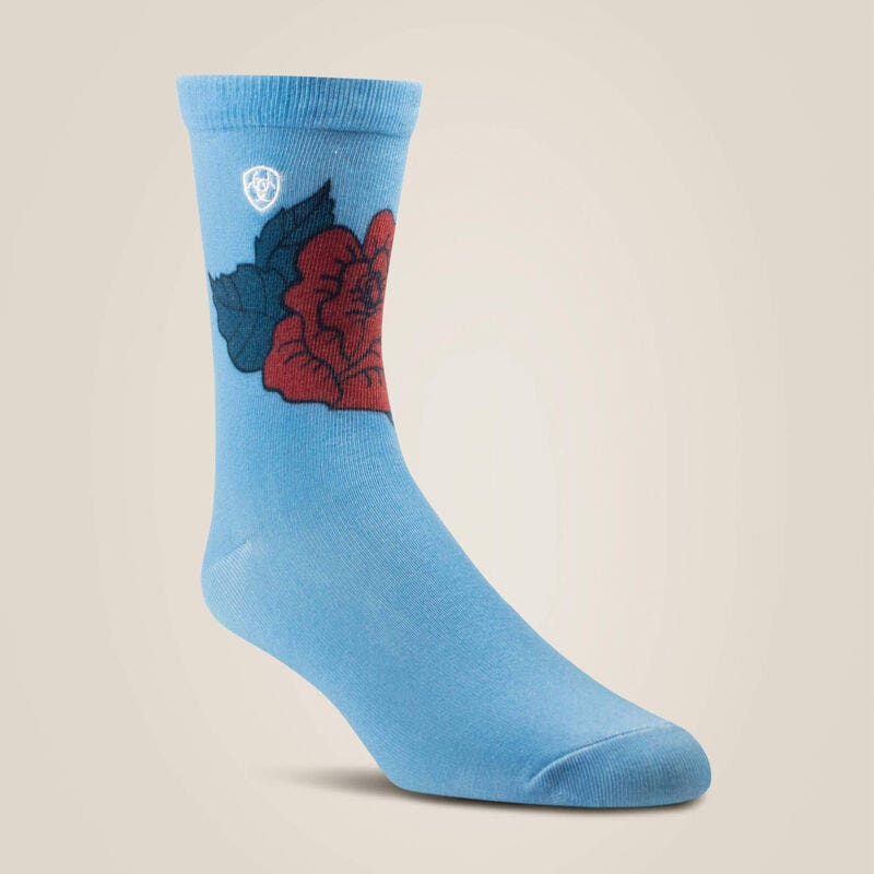 Ariat Women's Bluebird Fanciful Rose Horseshoe Crew, M