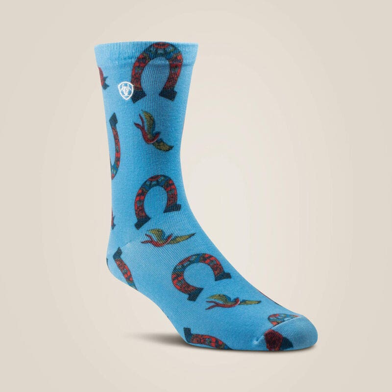 Ariat Women's Bluebird Fanciful Rose Horseshoe Crew, M