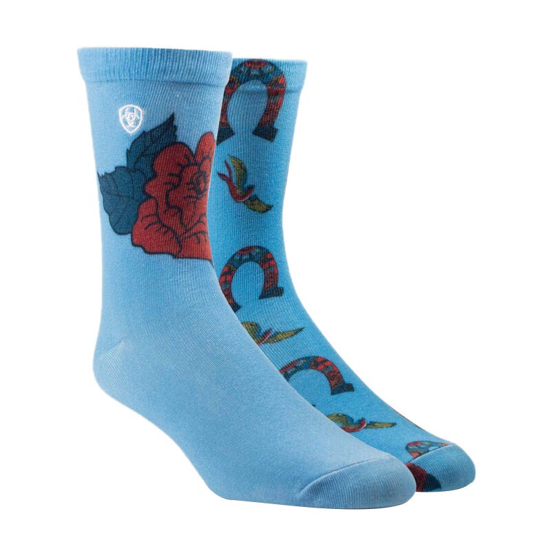 Ariat Women's Bluebird Fanciful Rose Horseshoe Crew, M