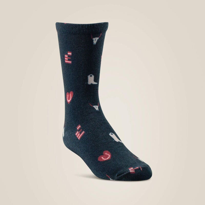 Ariat Kid's Horse Love Ankle Sock, L/XL