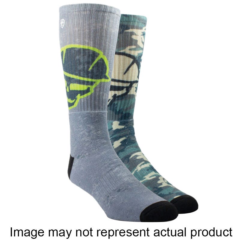 Ariat Men's Socks, Roughneck Grey/Orange, X-Large