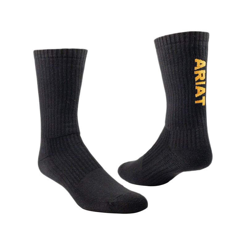 Arait Men's Socks, Cotton, Crew, Black, X-Large