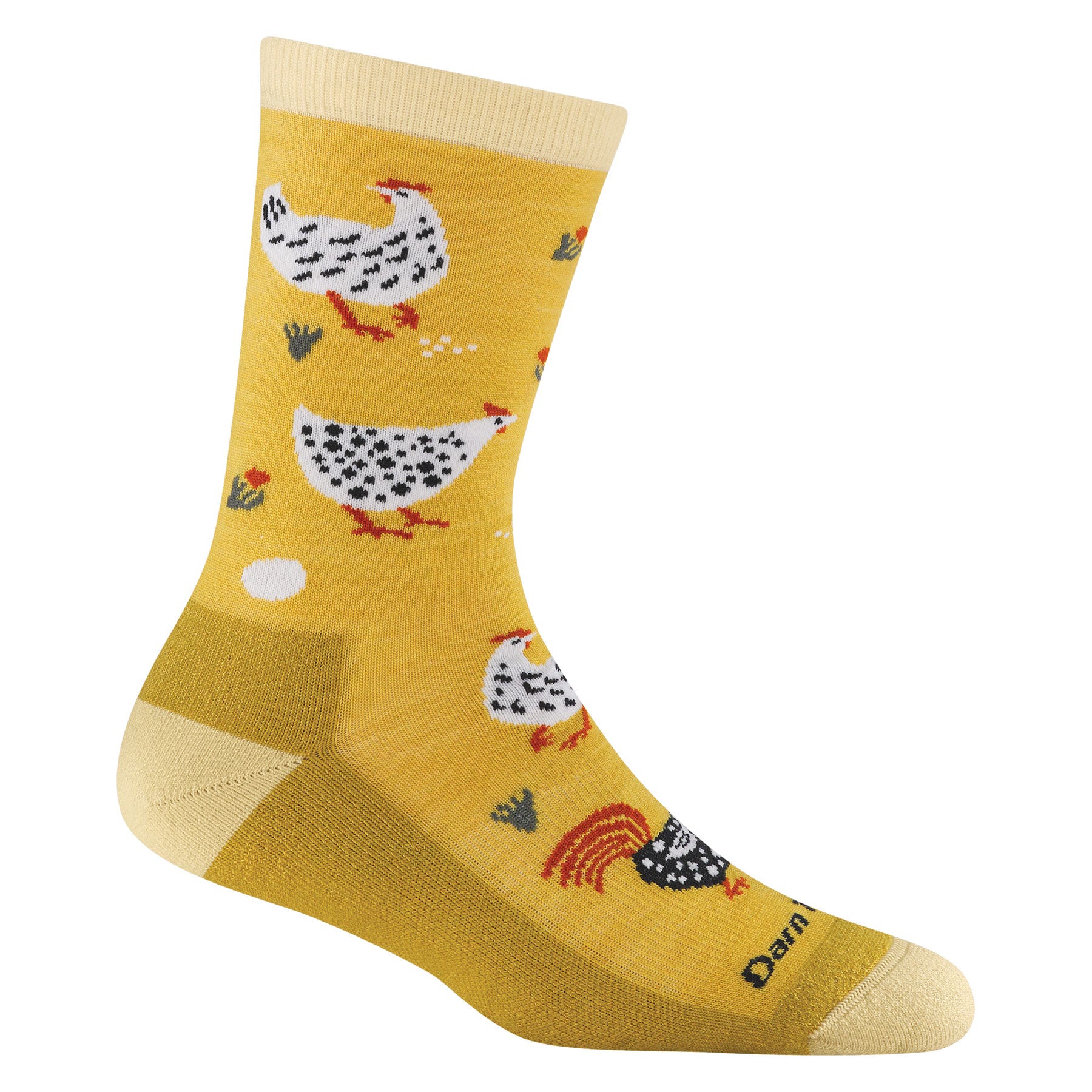 Darn Tough Vermont Women's Mother Clucker Crew Lightweight Lifestyle Sock, Sunny, S