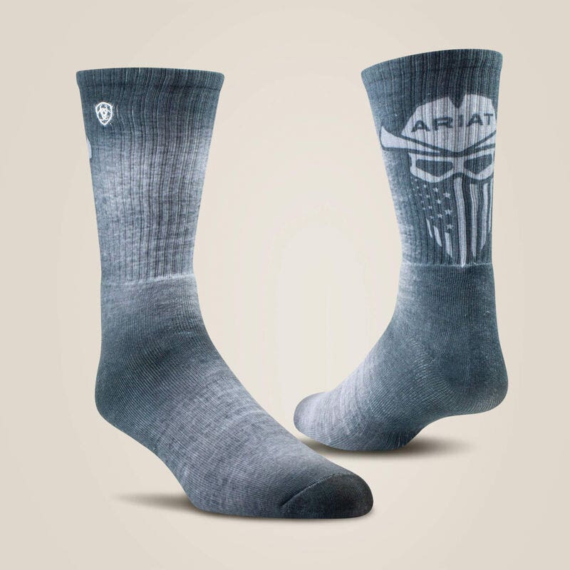 Ariat Men's Socks Incognito Grey and Green, X-Large