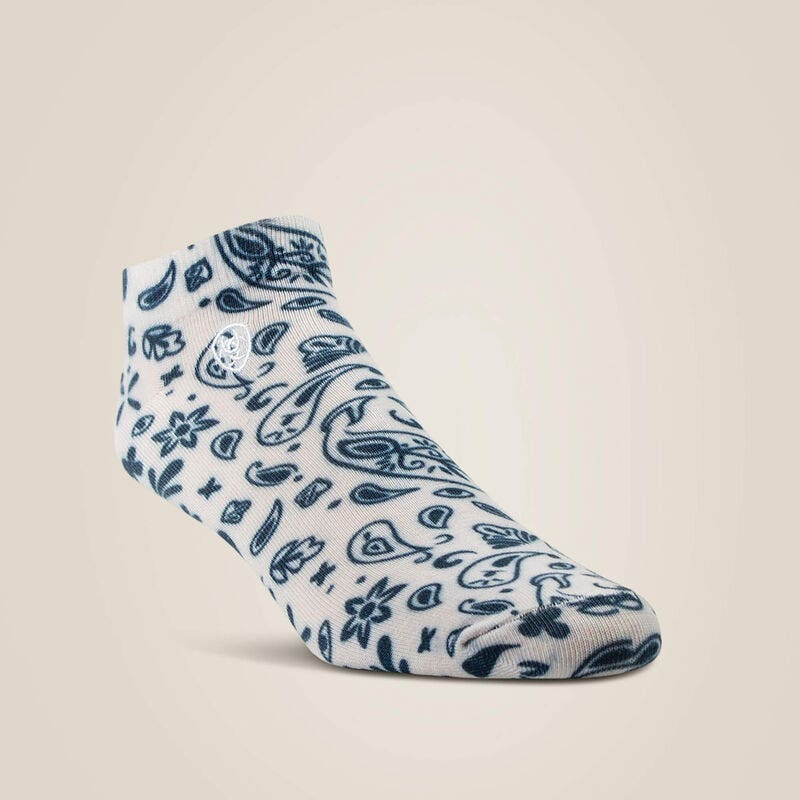 Ariat Women's Paisley Print Ankle Sock 2 Pair Multi Color Pack, M