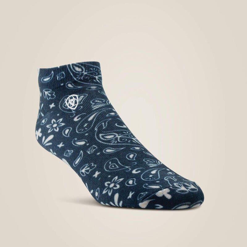 Ariat Women's Paisley Print Ankle Sock 2 Pair Multi Color Pack, M