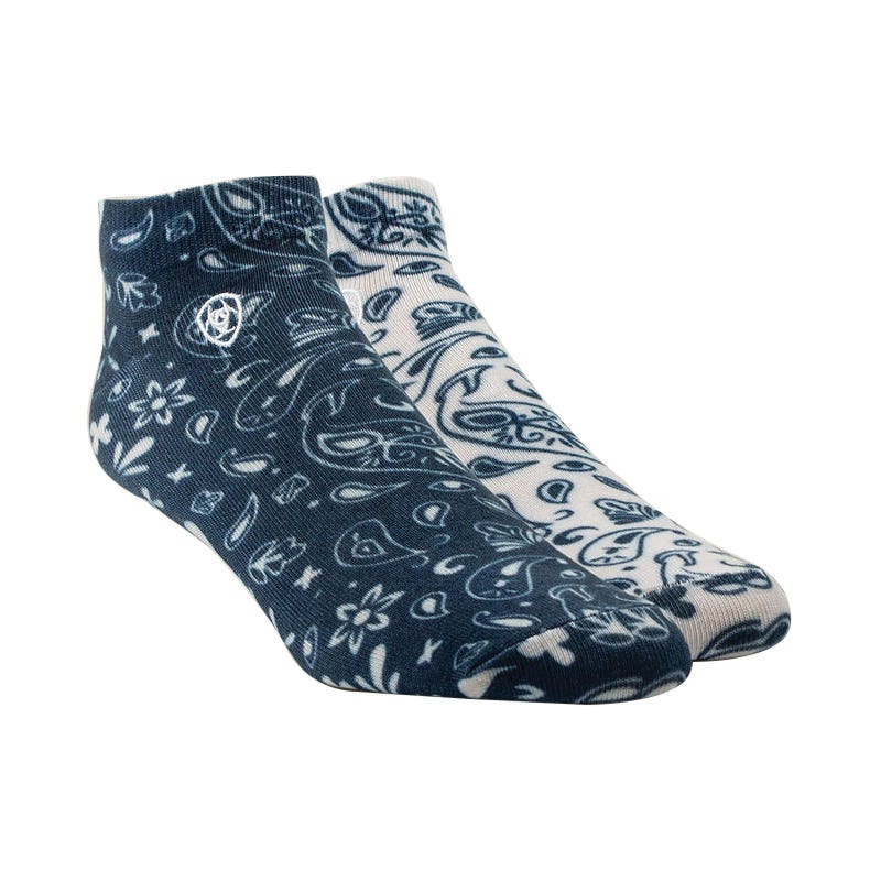 Ariat Women's Paisley Print Ankle Sock 2 Pair Multi Color Pack, M