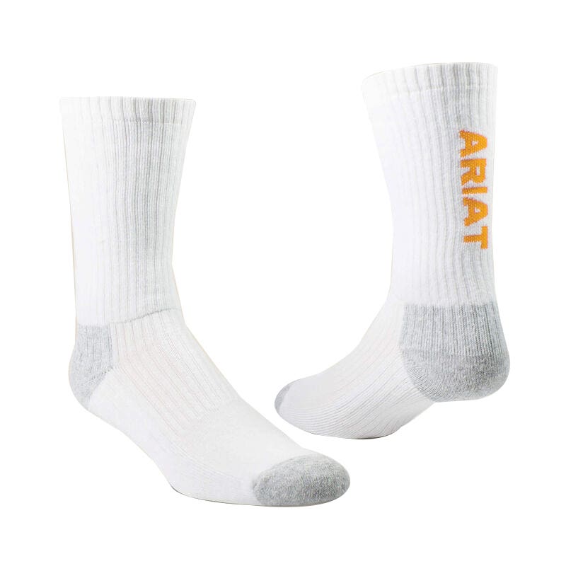 Ariat Men's Socks, Cotton, Crew, White, X-Large