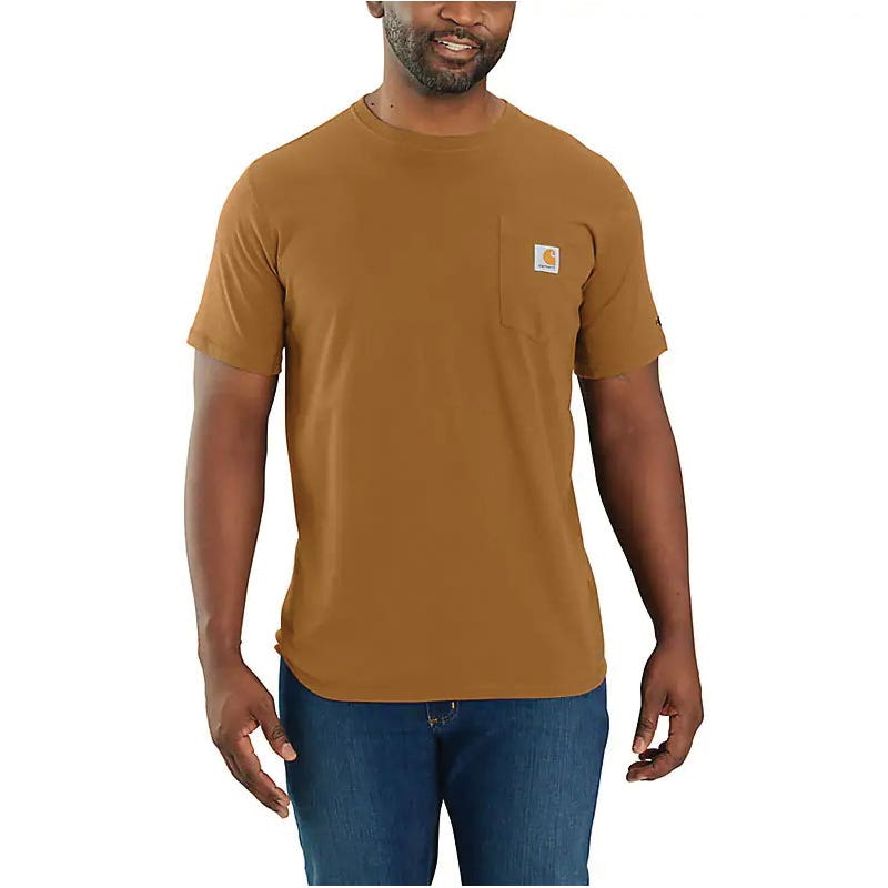 Carhartt Men's Force Relaxed Fit Short-Sleeve Pocket T-Shirt, Brown, LT