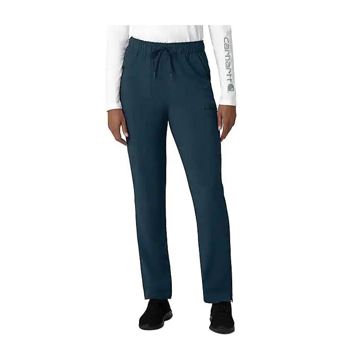 Carhartt Force Cross-Flex Series Cargo Scrub Pants, L, 32 to 35 in Waist, Navy, Straight Leg, Stretchable