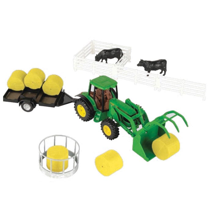 John Deere Toys Playset, John Deere Hay Farm, 3 Years and Up, Plastic, 20-Piece