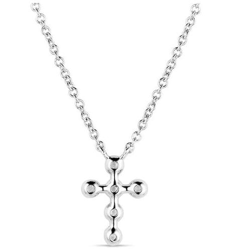 Montana Silversmiths Necklace, Simple Belief Crystal Cross, Zirconia, Clear, Brass