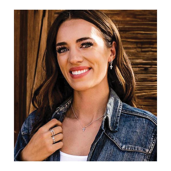 Montana Silversmiths Necklace, Simple Belief Crystal Cross, Zirconia, Clear, Brass