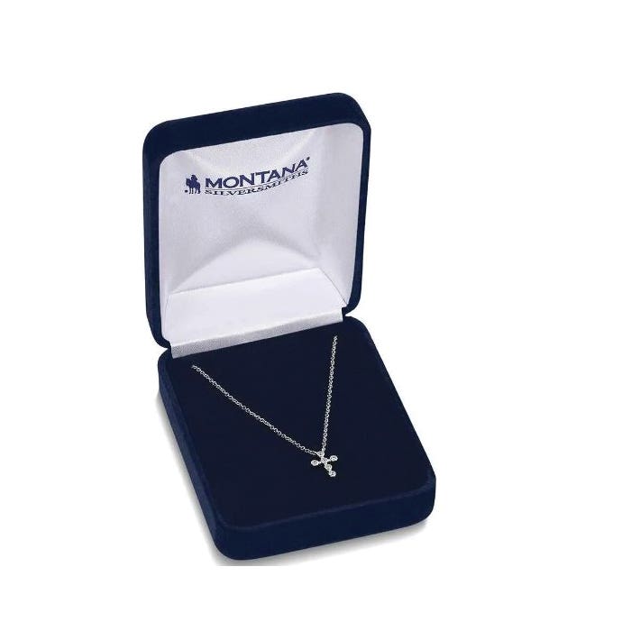 Montana Silversmiths Necklace, Simple Belief Crystal Cross, Zirconia, Clear, Brass