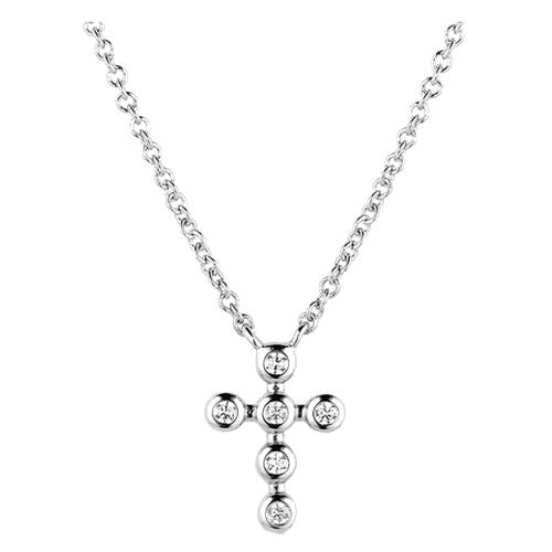 Montana Silversmiths Necklace, Simple Belief Crystal Cross, Zirconia, Clear, Brass
