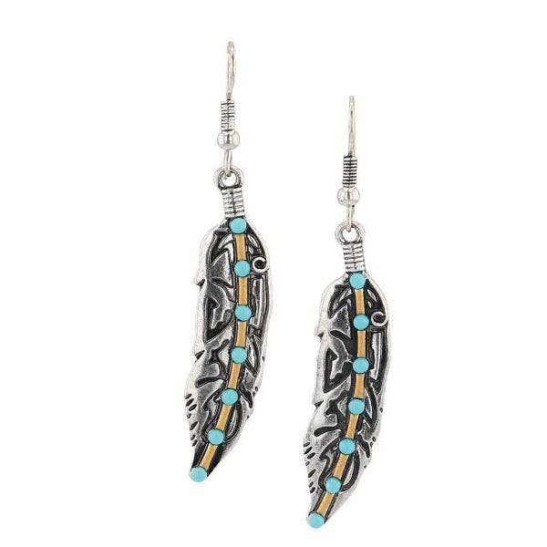 Montana Silversmiths Attitude Earrings, Takeoff, Turquoise, White Metal Alloy