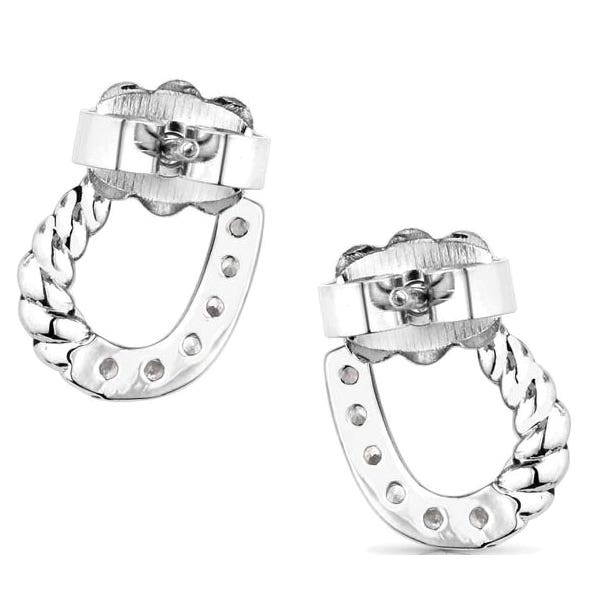 Montana Silversmiths Earrings, Frosted Luck, Zirconia, Clear, Brass/Stainless Steel