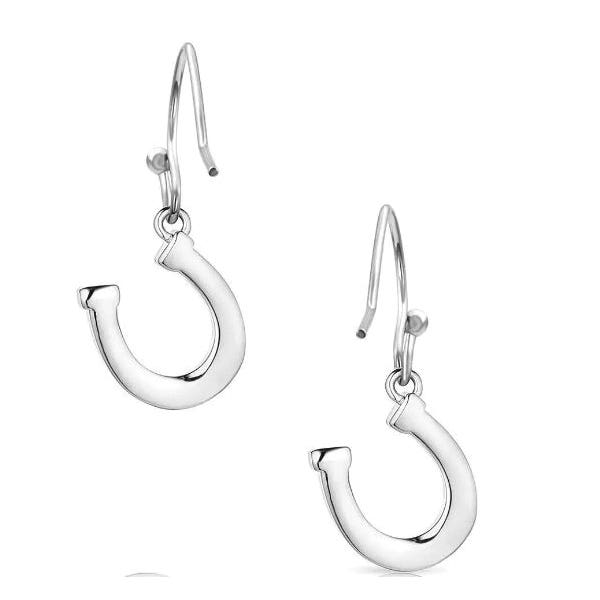 Montana Silversmiths Earrings, Dainty Horseshoe, Zirconia, Brass/Stainless Steel
