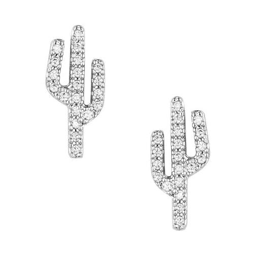 Montana Silversmiths Earrings, Sparkling Saguaro, Zirconia, Brass/Stainless Steel