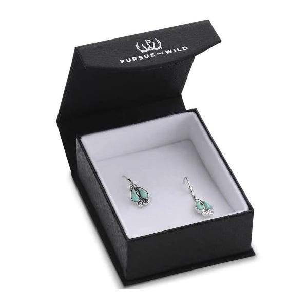 Montana Silversmiths Earrings, Teardrop, Trackers Trail, Turquoise, Zirconia, Clear, Silver