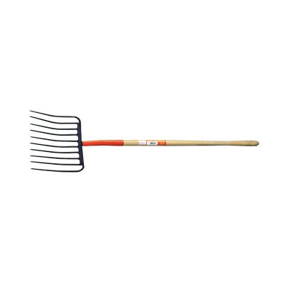 Red Rooster 85190 Ensilage Fork, 15 in W Tine, 16 in L Tines, Oval Tine, 10-Tine, Ashwood Handle, 4 ft L Handle