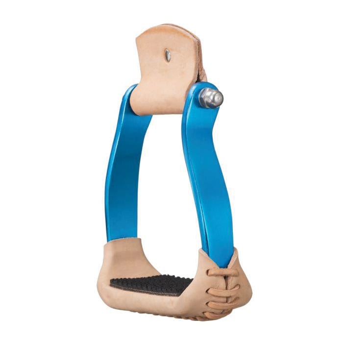 Tough 1 57-99655C-14-0 Stirrup, Aluminum/Leather/Rubber, Turquoise, Polished