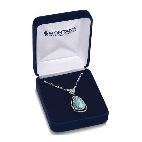 Montana Silversmiths Necklace, Tied and True, Turquoise, Zirconia, Clear, Brass