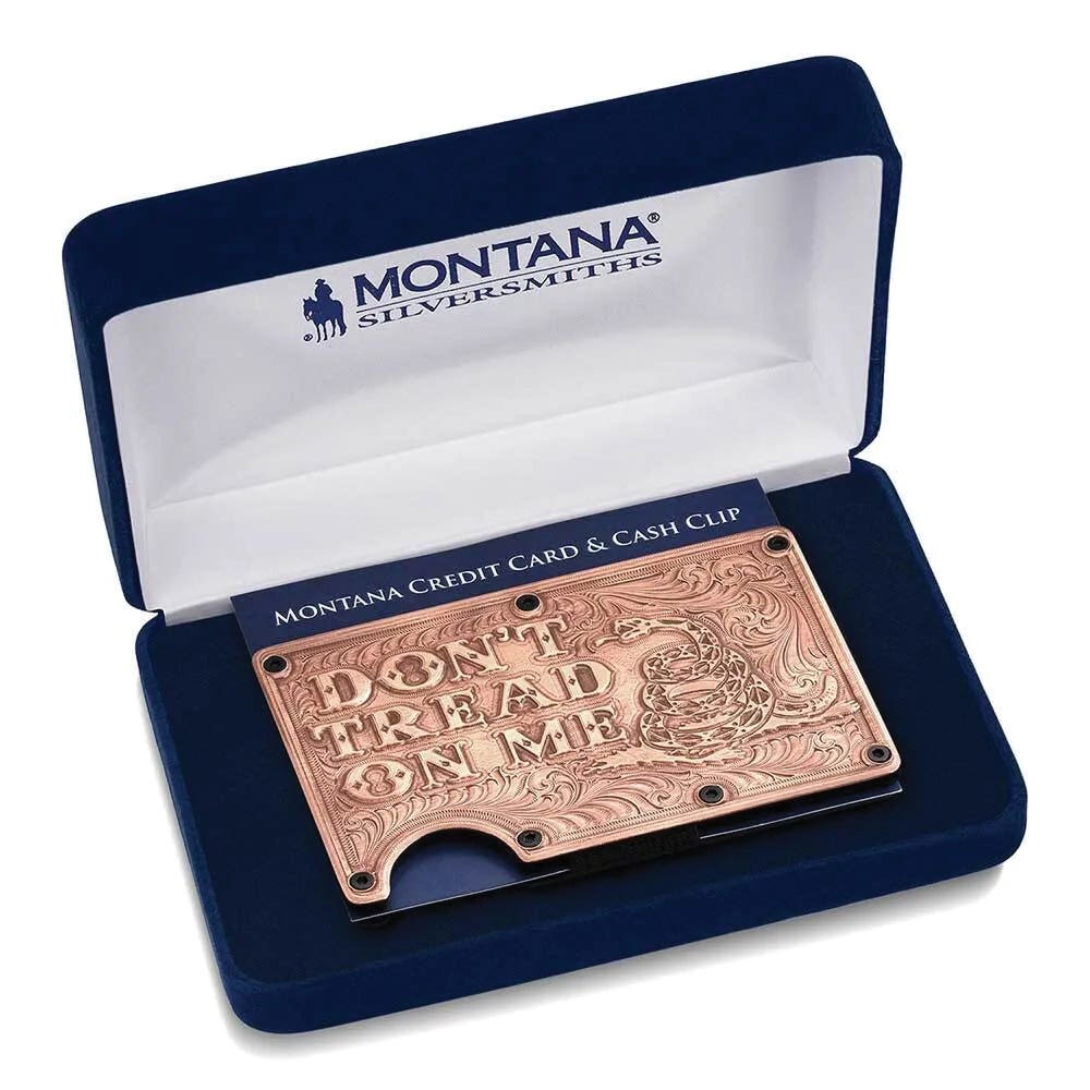 Montana Silversmiths Credit Card and Cash Case, Vintage Bronze Gadsden, Black