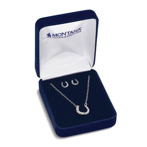 Montana Silversmiths Jewelry Set, Women's, Roping Luck, Zirconia, Clear, Brass/Stainless Steel