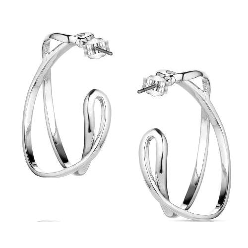 Montana Silversmiths Earrings, Daring Crossed Hoop, Brass/Stainless Steel