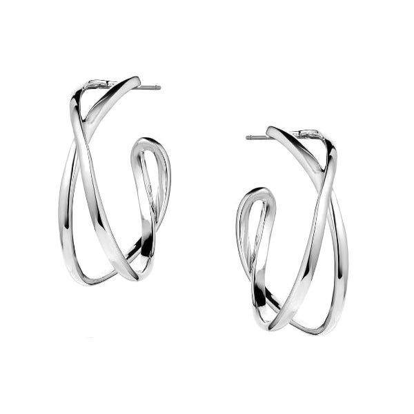 Montana Silversmiths Earrings, Daring Crossed Hoop, Brass/Stainless Steel