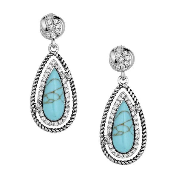 Montana Silversmiths Earrings, Tied and True, Turquoise, Zirconia, Brass/Stainless Steel
