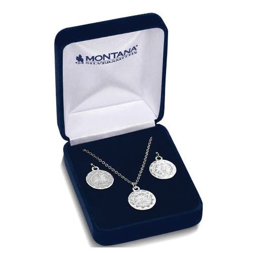 Montana Silversmiths Jewelry Set, Framed Floral, Brass/Stainless Steel