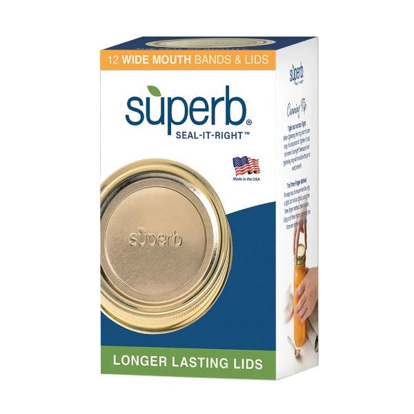 Superb 90306 Wide Mouth Canning Lid with Band, Steel