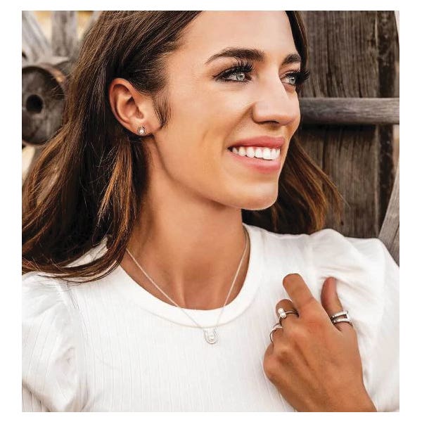 Montana Silversmiths Delicate Embrace Jewelry Set, Horseshoe, Pearl, White, Brass/Stainless Steel