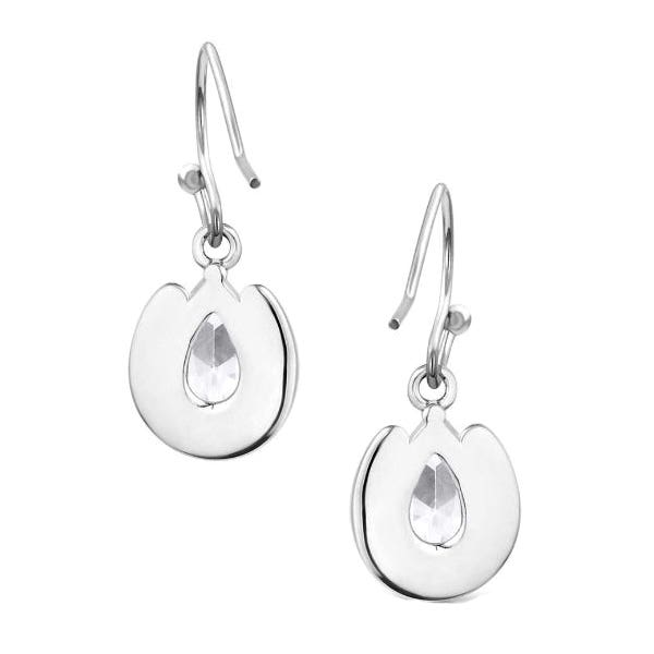 Montana Silversmiths Earrings, Women's, Horseshoe, Lucky Trot, Zirconia, Clear, Brass/Stainless Steel
