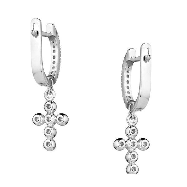 Montana Silversmiths Earrings, Simple Belief Crystal Cross, Zirconia, Brass/Stainless Steel