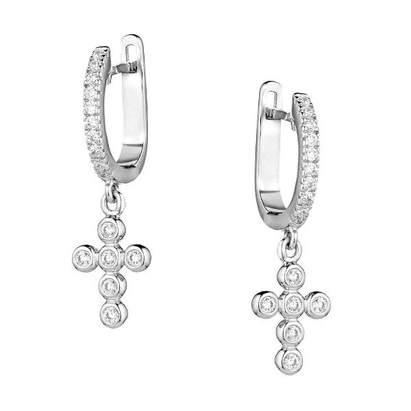 Montana Silversmiths Earrings, Simple Belief Crystal Cross, Zirconia, Brass/Stainless Steel