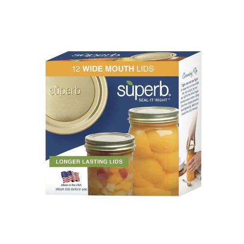 Superb Sealing Wide Mouth Canning Lids, 12 Count
