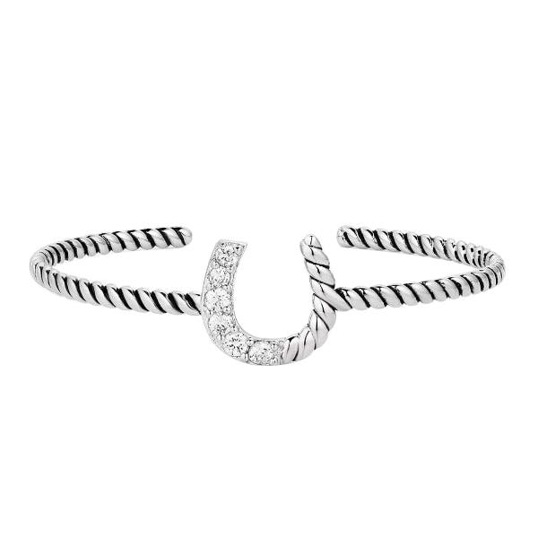 Montana Silversmiths Cuff Bracelet, One-Size, Roping Luck, Zirconia, Brass