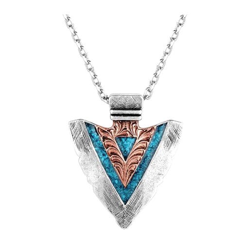 Montana Silversmiths Necklace, Inner Light Arrowhead, Turquoise, Brass