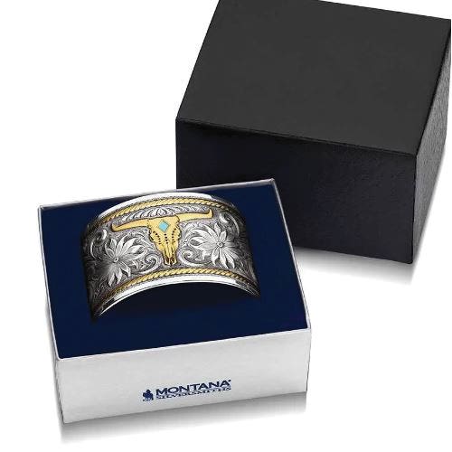 Montana Silversmiths Cuff Bracelet, Women's, One-Size, Meadow Majesty, Turquoise, Brass/Silver